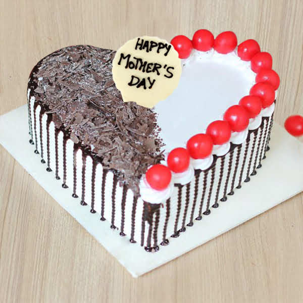 Heart Shape Black Forest Cake For Mom Flower Delivery Online